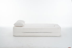 English Elm 3 Seater Convertible Sofa Bed with Chenille Upholstery and High-Density Sponge for Superior Comfort and Support Ivory T3903P379836