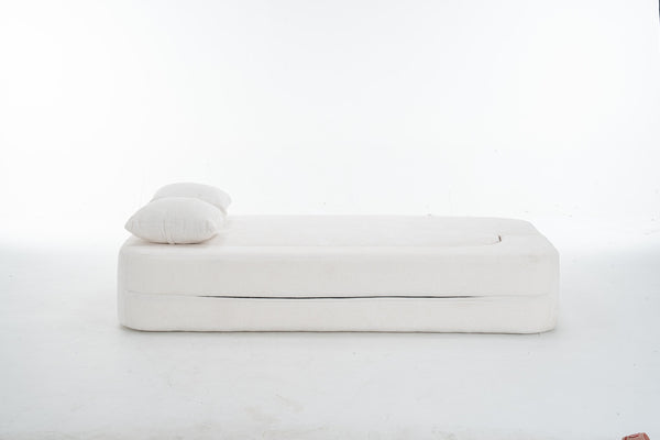 English Elm 3 Seater Convertible Sofa Bed with Chenille Upholstery and High-Density Sponge for Superior Comfort and Support Ivory T3903P379836