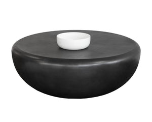 Sunpan Iolite Round Concrete Coffee Table - Contemporary Design for Indoor and Outdoor Spaces, Unique Appeal Black