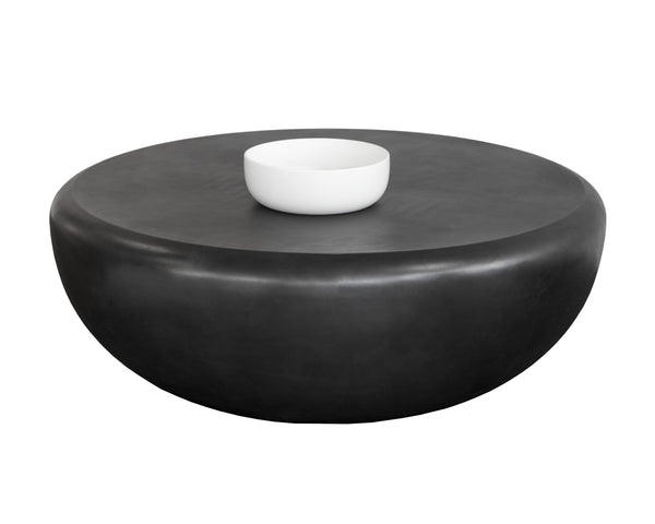 Sunpan Iolite Round Concrete Coffee Table - Contemporary Design for Indoor and Outdoor Spaces, Unique Appeal Black