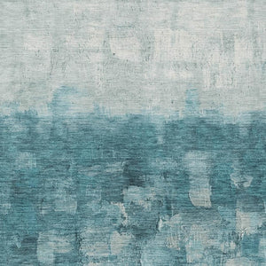 HomeRoots 5' Teal Blue and Silver Abstract Washable Area Rug for Stylish Indoor and Outdoor Spaces 10' X 14' 632100