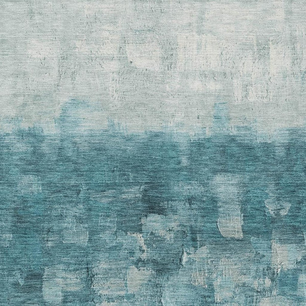 HomeRoots 5' Teal Blue and Silver Abstract Washable Area Rug for Stylish Indoor and Outdoor Spaces 10' X 14' 632100