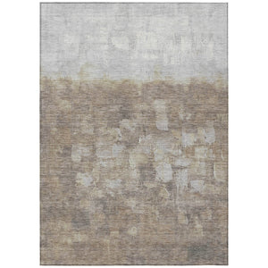 HomeRoots 5' Taupe and Silver Abstract Area Rug - Stylish, Washable, Durable for Indoor and Outdoor Spaces 5' X 8' 632102