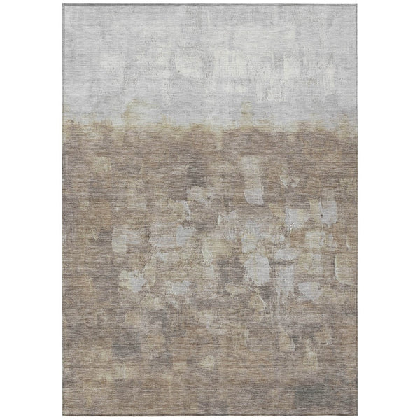 HomeRoots 5' Taupe and Silver Abstract Area Rug - Stylish, Washable, Durable for Indoor and Outdoor Spaces 5' X 8' 632102