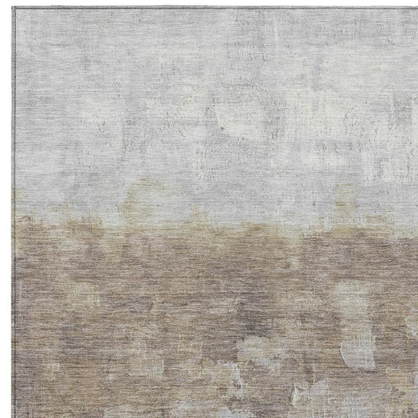 HomeRoots 5' Taupe and Silver Abstract Area Rug - Stylish, Washable, Durable for Indoor and Outdoor Spaces 5' X 8' 632102