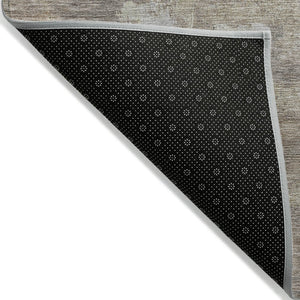 HomeRoots 8' Taupe and Silver Round Abstract Rug - Stylish, Washable, Durable Indoor/Outdoor Area Essential 632103