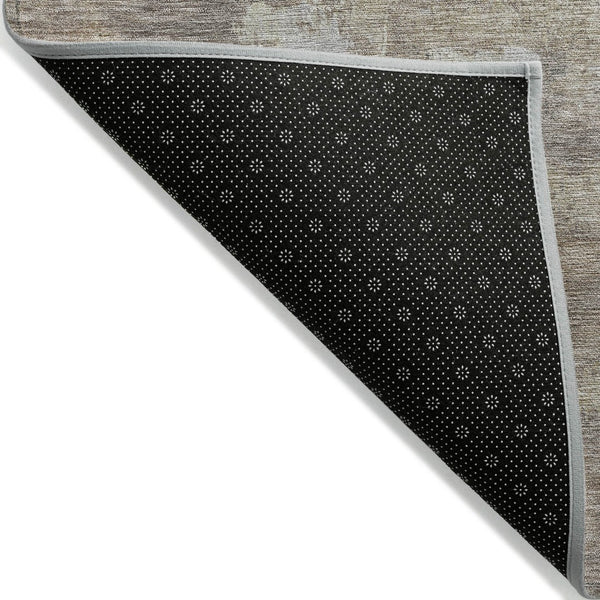 HomeRoots 8' Taupe and Silver Round Abstract Rug - Stylish, Washable, Durable Indoor/Outdoor Area Essential 632103