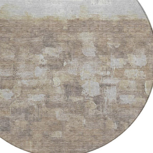 HomeRoots 8' Taupe and Silver Round Abstract Rug - Stylish, Washable, Durable Indoor/Outdoor Area Essential 632103
