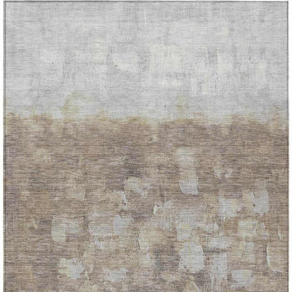 HomeRoots 5' Taupe and Silver Abstract Area Rug - Stylish, Washable, Durable for Indoor and Outdoor Spaces 8' X 10' 632104
