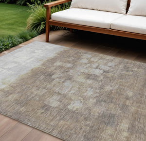 HomeRoots 5' Taupe and Silver Abstract Area Rug - Stylish, Washable, Durable for Indoor and Outdoor Spaces 8' X 10' 632104