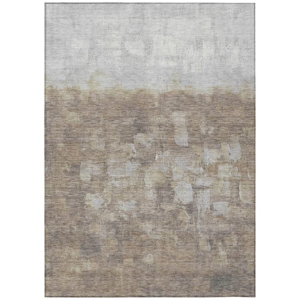 HomeRoots 5' Taupe and Silver Abstract Area Rug - Stylish, Washable, Durable for Indoor and Outdoor Spaces 8' X 10' 632104