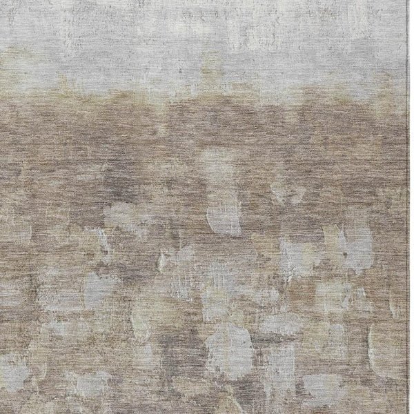 HomeRoots 5' Taupe and Silver Abstract Area Rug - Stylish, Washable, Durable for Indoor and Outdoor Spaces 8' X 10' 632104