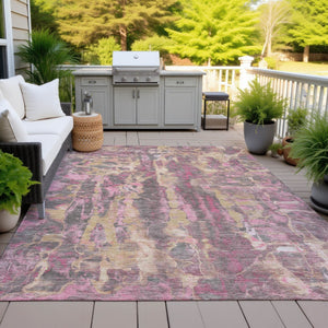 HomeRoots 5' X 8' Blush and Wheat Abstract Area Rug - Stylish, Washable Indoor/Outdoor Design for Any Space 632108