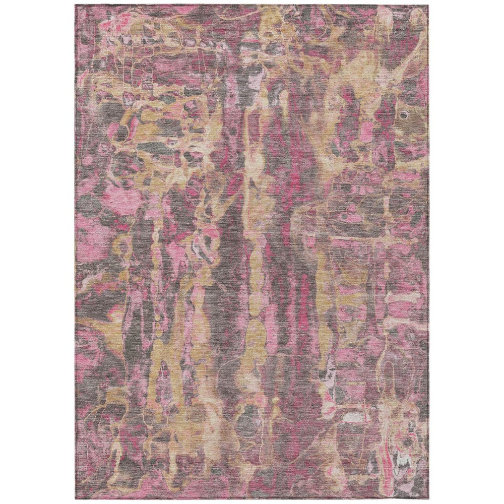 HomeRoots 9' X 12' Blush and Wheat Abstract Area Rug – Stylish, Washable, Durable for Indoor & Outdoor Spaces 632111