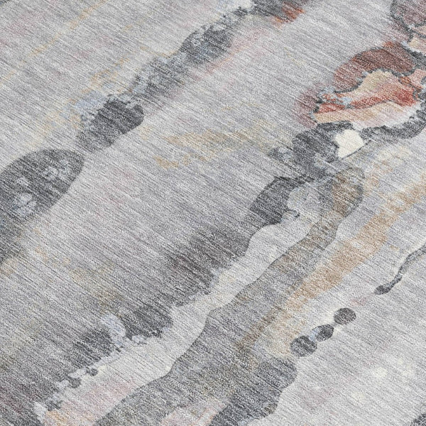 HomeRoots 5' X 8' Copper and Gray Abstract Area Rug - Stylish, Washable, Indoor-Outdoor, Durable, Easy Care 632114