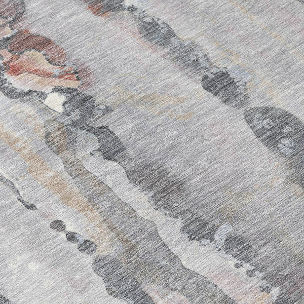 HomeRoots 5' X 8' Copper and Gray Abstract Area Rug - Stylish, Washable, Indoor-Outdoor, Durable, Easy Care 632114