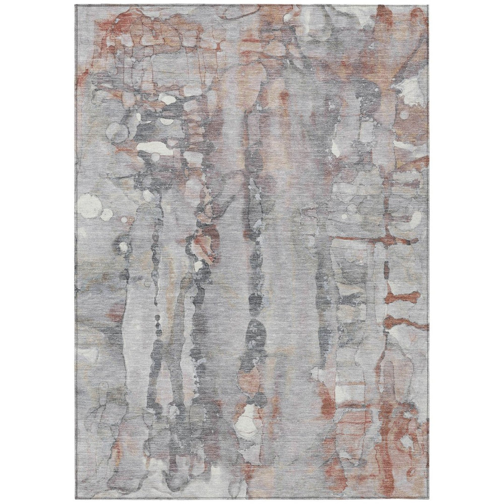 HomeRoots 10' Copper and Gray Abstract Indoor Outdoor Area Rug – Stylish, Durable, Washable for High Traffic Use 632118
