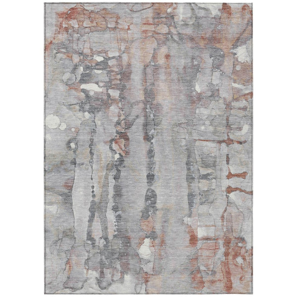 HomeRoots 10' Copper and Gray Abstract Indoor Outdoor Area Rug – Stylish, Durable, Washable for High Traffic Use 632118