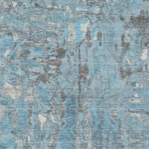 HomeRoots 5' Modern Denim Blue and Gray Abstract Area Rug - Washable, Stain-Resistant, Indoor/Outdoor Use 9' X 12' 632123