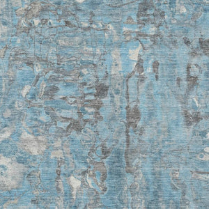 HomeRoots 5' Modern Denim Blue and Gray Abstract Area Rug - Washable, Stain-Resistant, Indoor/Outdoor Use 10' X 14' 632124