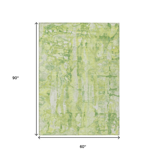 HomeRoots 5' Vibrant Lime Green and Ivory Abstract Area Rug - Stylish, Durable, and Washable for Indoor/Outdoor Use 5' X 8' 632126