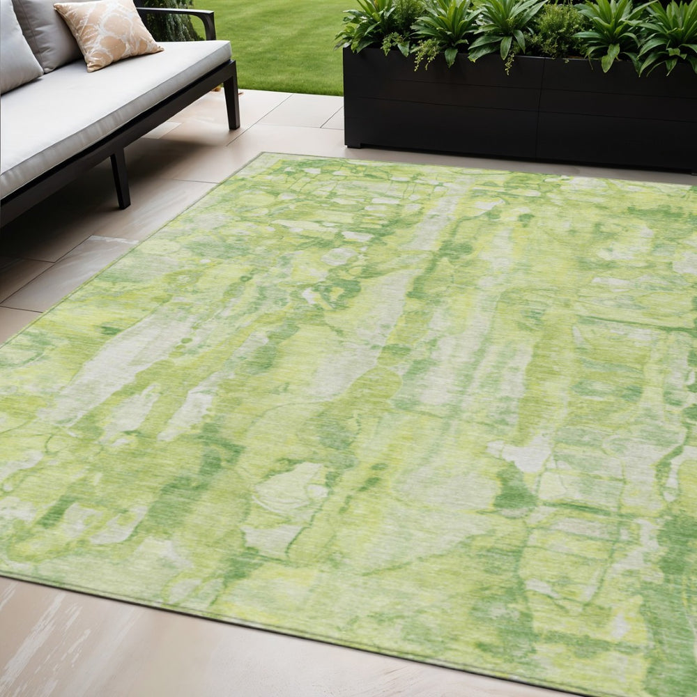 HomeRoots 5' Vibrant Lime Green and Ivory Abstract Area Rug - Stylish, Durable, and Washable for Indoor/Outdoor Use 5' X 8' 632126