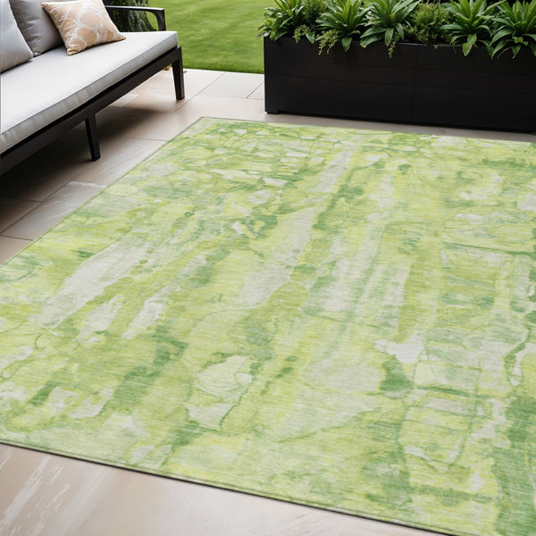 HomeRoots 5' Vibrant Lime Green and Ivory Abstract Area Rug - Stylish, Durable, and Washable for Indoor/Outdoor Use 5' X 8' 632126