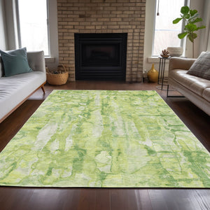 HomeRoots 5' Vibrant Lime Green and Ivory Abstract Area Rug - Stylish, Durable, and Washable for Indoor/Outdoor Use 5' X 8' 632126
