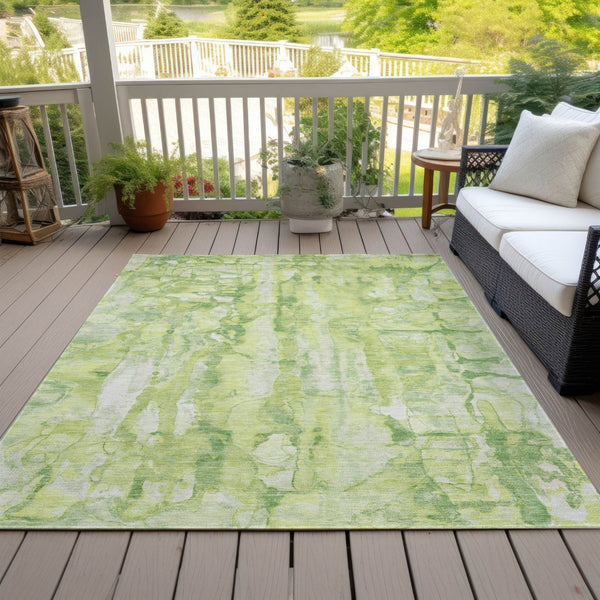 HomeRoots 5' Vibrant Lime Green and Ivory Abstract Area Rug - Stylish, Durable, and Washable for Indoor/Outdoor Use 5' X 8' 632126