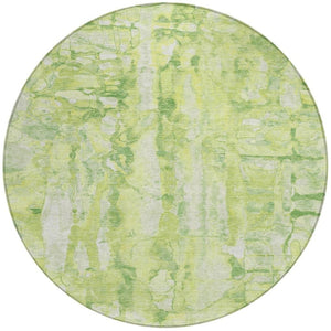 HomeRoots 8' Vibrant Lime Green and Ivory Round Area Rug - Abstract, Washable, Indoor/Outdoor, Durable Design! 632127