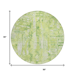 HomeRoots 8' Vibrant Lime Green and Ivory Round Area Rug - Abstract, Washable, Indoor/Outdoor, Durable Design! 632127