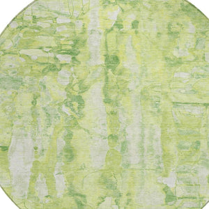 HomeRoots 8' Vibrant Lime Green and Ivory Round Area Rug - Abstract, Washable, Indoor/Outdoor, Durable Design! 632127
