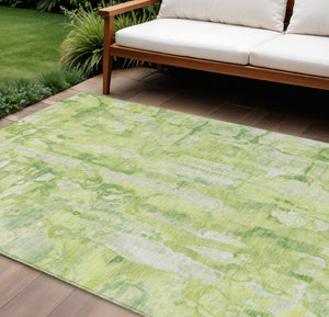 HomeRoots 5' Vibrant Lime Green and Ivory Abstract Area Rug - Stylish, Durable, and Washable for Indoor/Outdoor Use 8' X 10' 632128