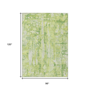HomeRoots 5' Vibrant Lime Green and Ivory Abstract Area Rug - Stylish, Durable, and Washable for Indoor/Outdoor Use 8' X 10' 632128