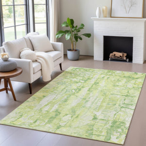 HomeRoots 5' Vibrant Lime Green and Ivory Abstract Area Rug - Stylish, Durable, and Washable for Indoor/Outdoor Use 8' X 10' 632128