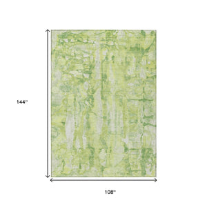 HomeRoots 9' Vibrant Lime Green & Ivory Abstract Area Rug - Durable, Washable for Indoor & Outdoor Use! 632129