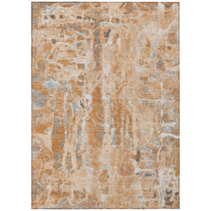 HomeRoots 5' Bold Orange and Gray Abstract Washable Area Rug for Indoor and Outdoor Spaces, Easy Care 5' X 8' 632132