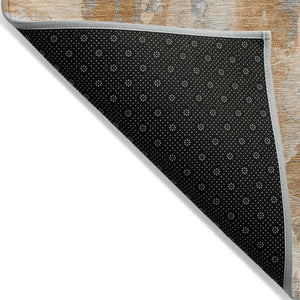 HomeRoots 5' Bold Orange and Gray Abstract Washable Area Rug for Indoor and Outdoor Spaces, Easy Care 8' Round 632133