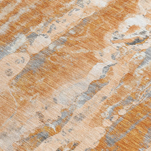HomeRoots 10' Vibrant Orange and Gray Abstract Washable Area Rug - Perfect for Indoor/Outdoor Use & Style! 632136