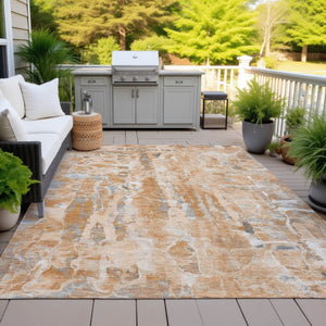 HomeRoots 10' Vibrant Orange and Gray Abstract Washable Area Rug - Perfect for Indoor/Outdoor Use & Style! 632136