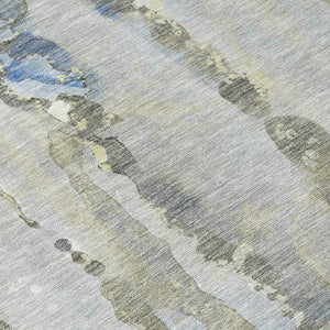 HomeRoots 5' Sky Blue and Gray Abstract Area Rug - Stylish, Washable Design for Indoor and Outdoor Spaces 5' X 8' 632138