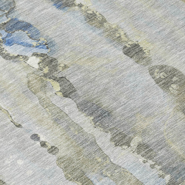 HomeRoots 5' Sky Blue and Gray Abstract Area Rug - Stylish, Washable Design for Indoor and Outdoor Spaces 5' X 8' 632138