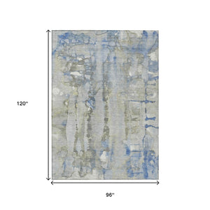 HomeRoots 5' Sky Blue and Gray Abstract Area Rug - Stylish, Washable Design for Indoor and Outdoor Spaces 8' X 10' 632140