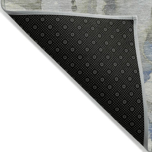 HomeRoots 5' Sky Blue and Gray Abstract Area Rug - Stylish, Washable Design for Indoor and Outdoor Spaces 10' X 14' 632142