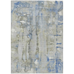 HomeRoots 5' Sky Blue and Gray Abstract Area Rug - Stylish, Washable Design for Indoor and Outdoor Spaces 10' X 14' 632142