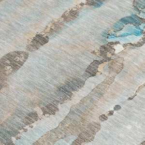 HomeRoots 8' Stylish Teal Blue and Ivory Abstract Area Rug – Durable, Washable, Indoor/Outdoor Versatility 9' X 12' 632147