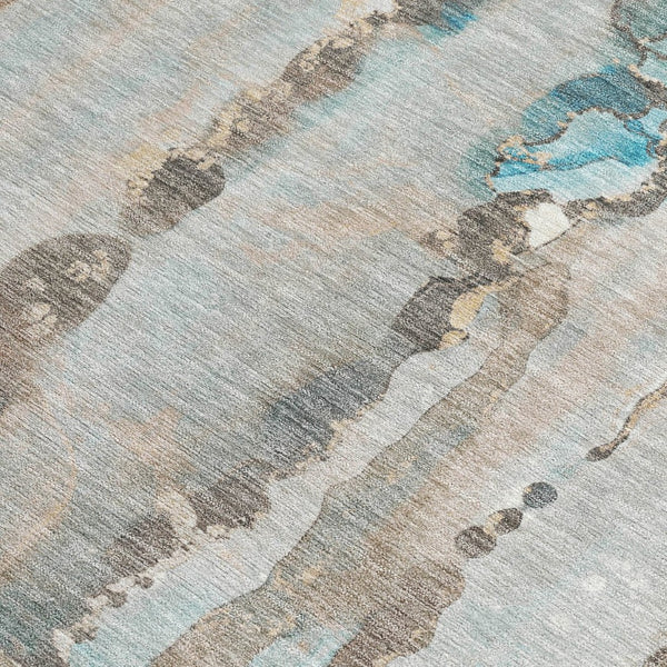 HomeRoots 8' Stylish Teal Blue and Ivory Abstract Area Rug – Durable, Washable, Indoor/Outdoor Versatility 9' X 12' 632147