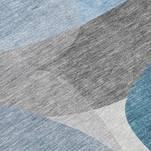 HomeRoots 5' Denim Blue and Gray Abstract Area Rug - Durable, Washable, Indoor/Outdoor Style for Modern Spaces 8' X 10' 632152