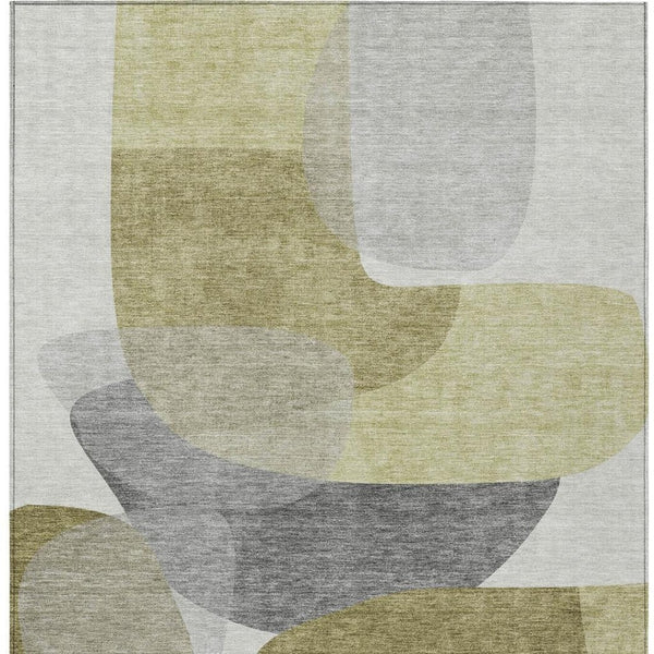 HomeRoots 5' Contemporary Fern Green and Gray Abstract Area Rug - Durable, Washable for Indoor & Outdoor Use 5' X 8' 632156