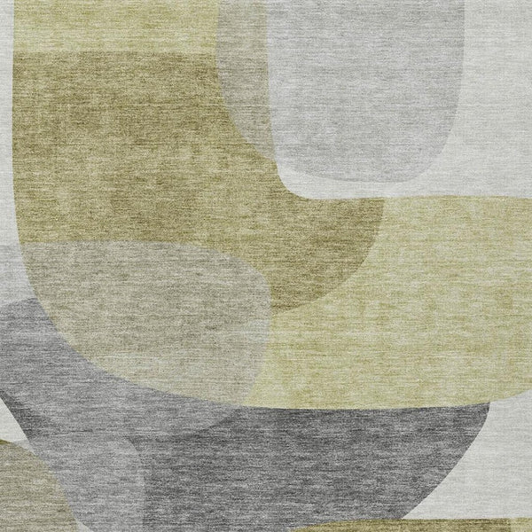 HomeRoots 5' Contemporary Fern Green and Gray Abstract Area Rug - Durable, Washable for Indoor & Outdoor Use 5' X 8' 632156